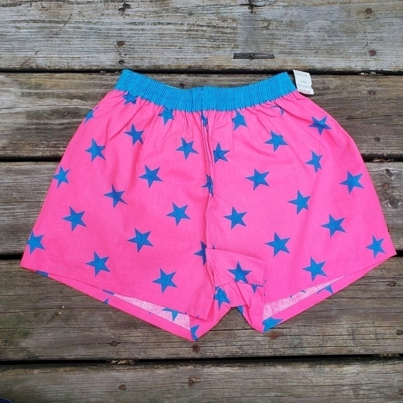 Vintage Pink and Blue Star High Waist Shorts - Picture 1 of 6